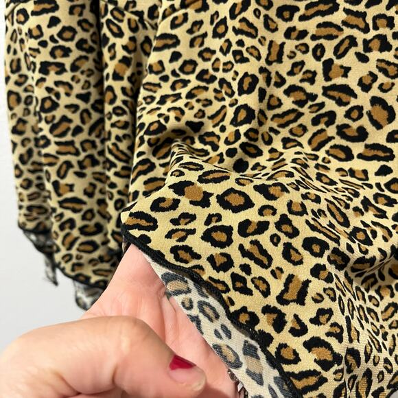 AGB Byer California Leopard Asymmetrical Skirt Size L Y2K Boho Handkerchief - Picture 4 of 9